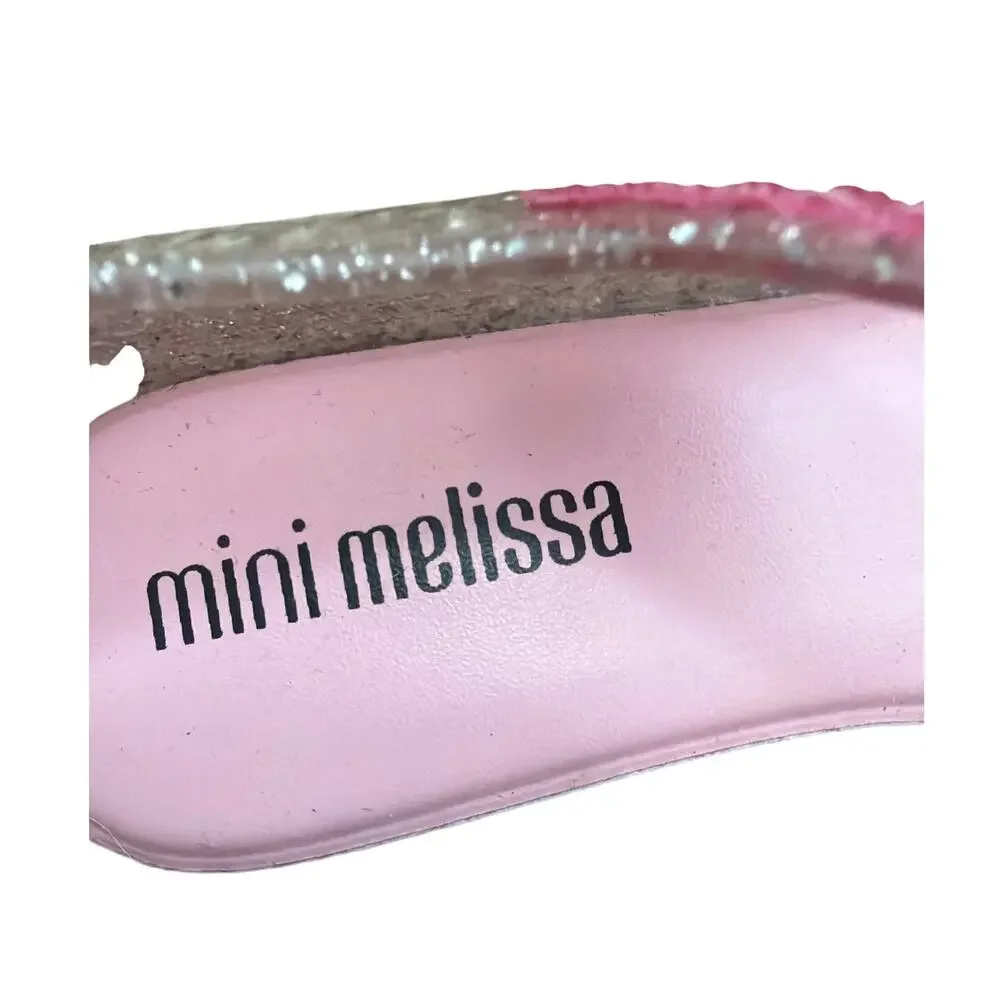 Mini Melissa Ultragirl Bow Pink Glitter Jelly Shoes Toddler Mary Jane Sz 11